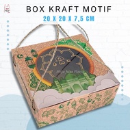 (Min 10pcs) Kraft Motif Rice Box 20x20x7 Box Hampers Celebration Souvenir Islamic Catering Box Pastry Place Hajj Umrah Souvenirs