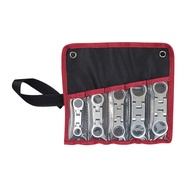5Pcs/Set Ratchet Wrench Set with Storage Bag Metric Telescopic Head Flex Head Stubby Wrenches Sturdy
