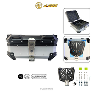 Motorcycle Heavy Duty Top Box Aluminium 28L Motosikal Box Belakang Side / Centre Open