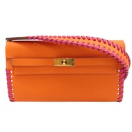 橘色 Epsom牛皮 Kelly To Go Tressage Wallet 肩背包 W刻 金釦【HERMES 愛馬仕】