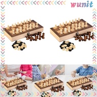 [Wunit] Wooden Chess Set Folding Chess Game Cognitive Skills Beginner Chess Set Chess Checkers Backgammon Sets for Home Barbecue Kids