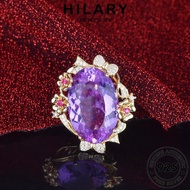 HILARY JEWELRY Sterling 純銀戒指 925 Original Oval Silver Women Adjustable Ruby Perak Perempuan Ring Vintage Accessories For Cincin Korean R2148