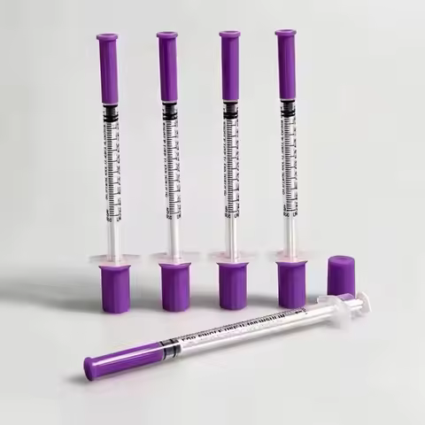 Purple Pink Orange Insulin Syringe 10/50/100 Pcs 1CC 0.5CC 0.3CC Human Veterinary Insulin Syringe