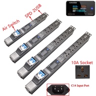 PDU digital display power distribution unit expansion socket, air switch with lightning protection and 2USB, C14 power input port