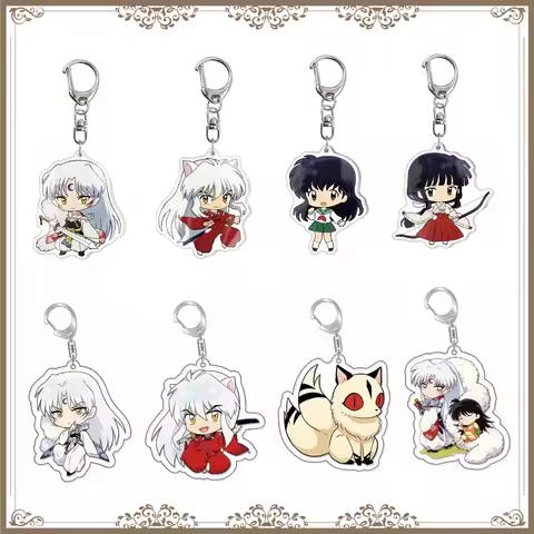 Inuyasha Anime Keychain Higurashi Kagome Kikyou Sesshoumaru Cartoon Bag Tag Baji Cute Trendy Decorat