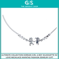 Ultimate Collection Korean Girl & Boy Silhouette w/ Love Necklace Kwintas Fashion Jewelry Gift