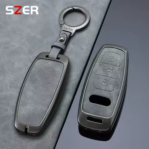 Metal Leather Car Remote Key Case Cover Shell Fob For Audi Q8 RS Q8 A6 C8 S6 RS6 A7 S7 RS7 A3 8Y A8 