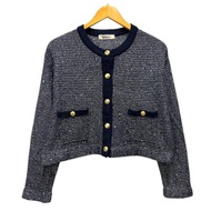COCO DEAL Cardigan Sweater Knit Spangle Navy Long sleeves Direct from Japan Secondhand