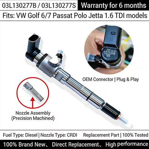 Diesel Fuel Injector 03L130277B 03L130277S for Audi Skoda for 1.6 TDI for VW GOLF PASSAT POLO JETTA 