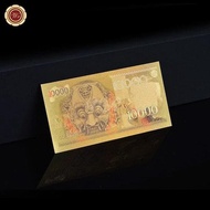 Souvenir Gold Colored Foil Banknote 10000 Rupiah Barong 1975 Warna