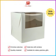 White Cake Box 8 Inches With Window | Tall Box | For Cakes Pastries Gifts