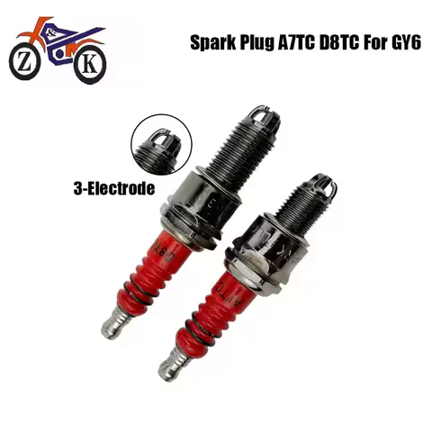3PCS/Kit Racing 3 Electrode Spark Plug A7TC D8TC For GY6 50CC 110CC 125CC 150CC ATV Scooter Dirt Bik