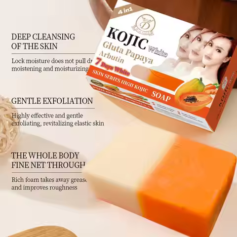 160g Papaya Kojic Acid Essential Oil Soap, Vitamin C Cleansing Bath Moisturizing Skin Handmade Soap