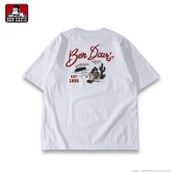 BEN DAVIS Western style guitar gorilla print white short sleeved T-shirt for men and women, 100% Pre