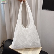 BLAZERSDR Lace Shoulder Bag, Embroidery Floral Print Lightweight Canvas Handbag, YK2 Vest Style Vers