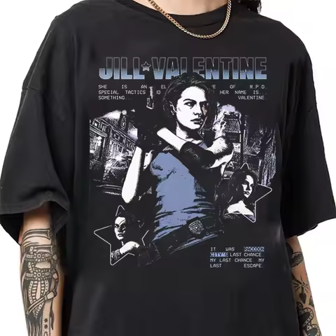 Jill S.T.A.R.S. Resident Evil Biohazard Game T-shirt For Men Women 100% Cotton T Shirts Streetwear T