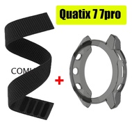 For Garmin quatix 7 Pro Case Smart watch Protective Bumper Shell TPU Half Cover Strap Nylon Loop Ban
