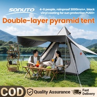 Sonuto [Premium] Pyramid Tent with Black Glue Coating - UV Protection Indian Teepee Glamping Tent In