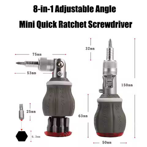 Professional FO-9006M Mini Ratchet Multi-Angle Screwdriver Set, 8pcs S2 Bits, for Motorcycle Worksho