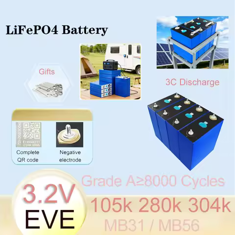 3.2V LF105-LF280-LF304-MB31-MB56 New EVE LifePo4 Battery Pack 314Ah 680Ah Grade A DIY 12v 48v Solar