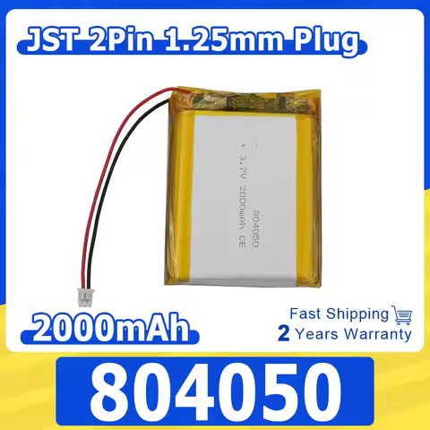 3.7v 2000mah 7.4Wh Rechargeable Lipo Li Lithium Battery 804050 JST 2pin 1.25mm Plug Repair Amber Cry