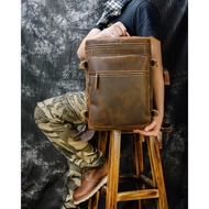 Crazy hourse Leather Men's Travel Backpack 100% Genuine Leather