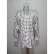 KEMEJA Brooks Brothers white checkered long shirt