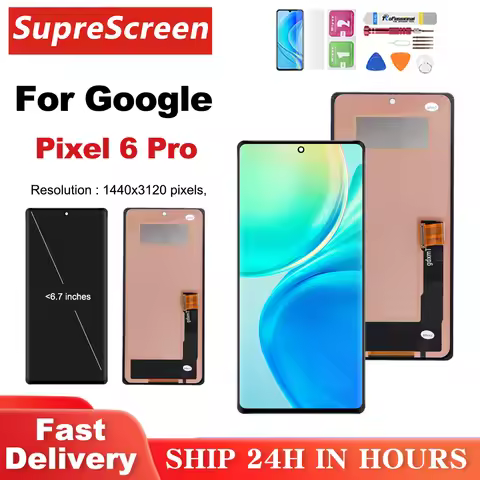 TFT for Google Pixel 6 pro GLUOG Lcd Display Digital Touch Screen with Frame Replacement for Google 