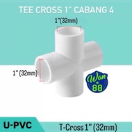 White U-PVC 4-Prong Cross Tee Water Pipe