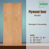 Goodoor Pintu Rumah Kayu Papan Plywood Door PD001 - 33 3/4 x 81 Inch | 30 x 81 Inch | 27 x 81 inch