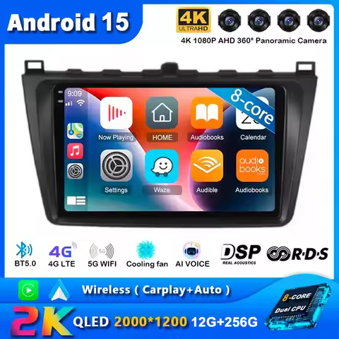 Android 15 Carplay Auto Car Radio For Mazda 6 GH 2007 - 2012 Navigation GPS Multimedia Player Stereo