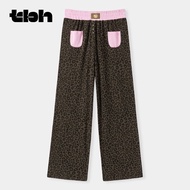 กางเกงขายาวผ้าฝ้ายถัก Hello Kitty สำหรับผู้หญิง เสื้อผ้าใส่อยู่บ้าน กางเกงขายาวสำหรับนอนได้ ทรงหลวม