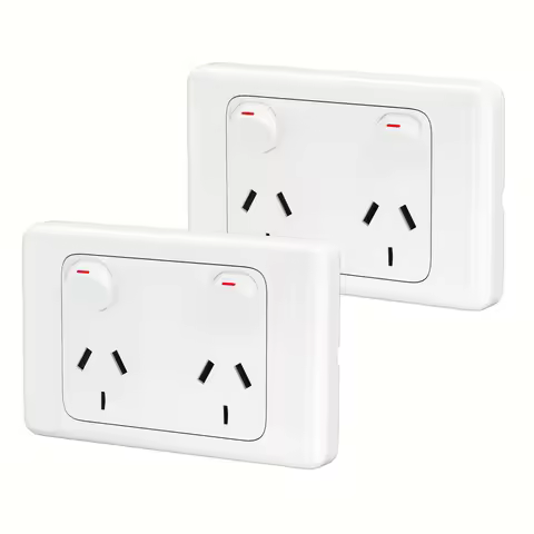 2PCS AU Wall Socket Electrical Outlet 250V Double Power Point GPO Outlet Type-I Single Control Singl