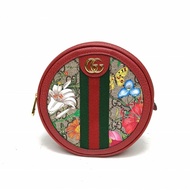 GUCCI Ophidia圓餅包雙肩包花卉印花酒紅色PVC