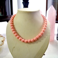 珊瑚色樹脂圓珠短項鏈 貴婦淑女 日本高級二手古著珠寶首飾