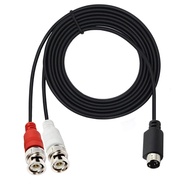 MTUERANC S-Video 4 PIN to BNC Splitter Cable, Mini DIN 4 Pin S-Video Male to 2 Dual BNC Male Y Split