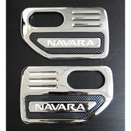 (1 Pair) Headlight Cover NISSAN NAVARA Year 2005-2014 Side Light Kevlar Pattern Chrome Plated NAVARA