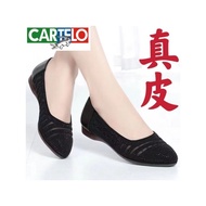 KY/🏅Cartelo Crocodile（CARTELO）Genuine Leather Mesh Pumps Soft Bottom Mom Shoes Super Soft Tendon Bottom Hollow Breathabl