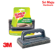 MAJU 3M Scotch Brite 7721 Heavy Duty Grill Wok Scrubber Scrub Pad with Handle Mop Brick Concrete BBQ Cleaning Brush