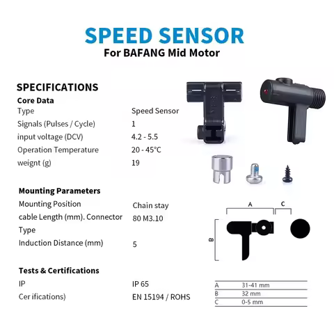 Bafang Speed Sensor Kit, Magnetic Sensor for BBS01B BBS02B BBSHD Mid Drive Motor, for E-Bike Speedom