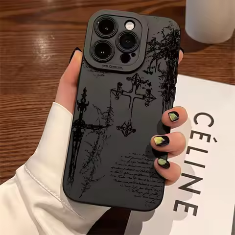 Luxury Dark Gothic Cross Mark Phone Case for Oppo Reno15 Reno12 Reno10 Reno8 Reno7 Reno6 Reno5 X Z F