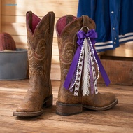 FRA  Tassel Boot Charms Cowgirl Boots Bow 2pcs Satin Ribbon Bow Boot Charms for Women Cowgirl Boots 