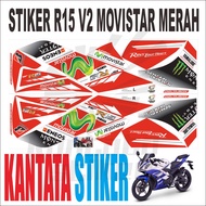 MERAH Yamaha R15 V2 movistar red motorcycle Striping sticker