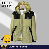 JEEP SPIRIT Summer Fashion Outdoor Casual Loose Breathable Comfortable Zipper Color Block Hooded Lig