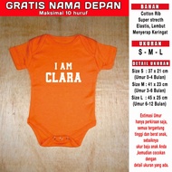 jumper bayi i am gratis nama depan romper bayi karakter lucu custom - orange s