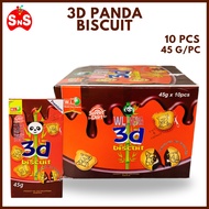 3d Panda Biscuit With Creamy Chocolate Filling Inside Panda Themed Design Crunchy Bite Size 45g*10pc