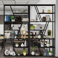 Floor Bookcase Iron Bookshelf Shelf Bedroom Partition loft American Clothing Store Solid Wood Clothe