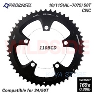 PROWHEEL ข้อเหวี่ยงจักรยานเสือหมอบ110BCD 130BCD 34/39/50/53T จานหน้าเหล็ก/อลูมิเนียมอัลลอย8/9/10/11S