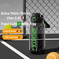 [Ready Stock New Arrival] Water Bottle Double Drinking Mouth Plastic Bottle Summer Men Women Outdoor