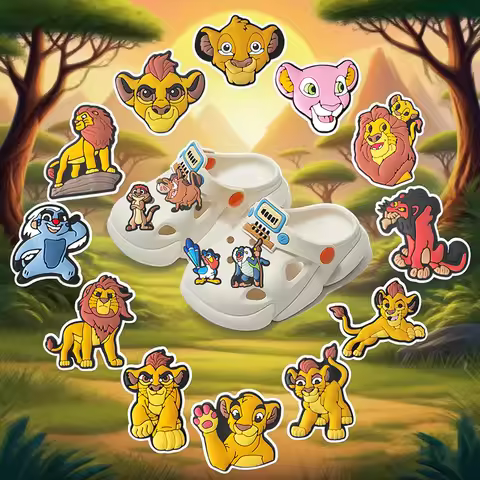 Disney 16pcs Lion King Kids Shoe Charm Gift Set Simba PVC DIY Buckle Pins for Sandals Clogs Garden S